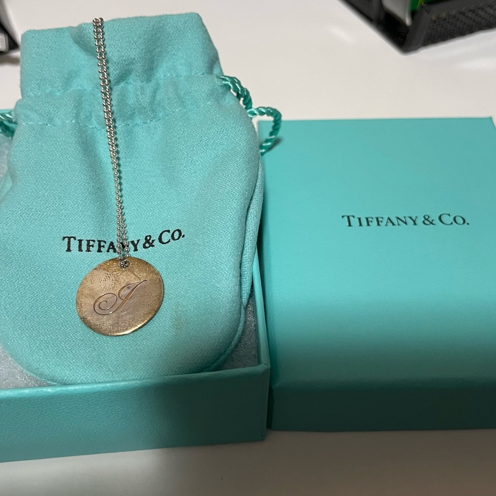 Tiffany & Co. Letter J Round Pendant in Sterling Silver